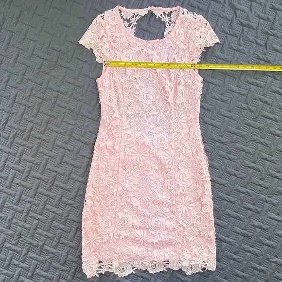 Lulu's Pink Backless Lace Dress Romance Language Size Medium - Picture 4 of 14